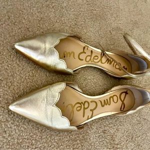 Sam Edelman Scalloped Gold Pointed Flats